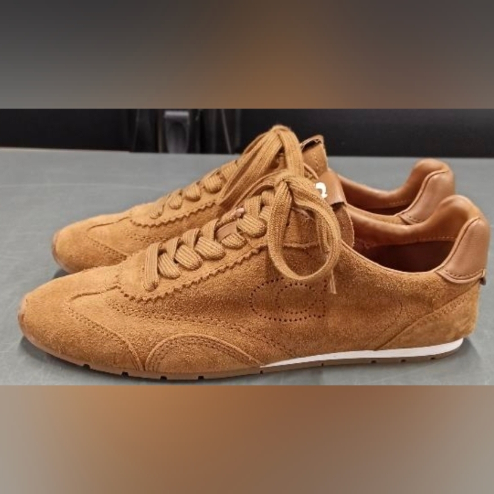 Coach Shadow Brown Women's Suede Lace Up Flat Sneakers Size 6.5 With COA NWOT